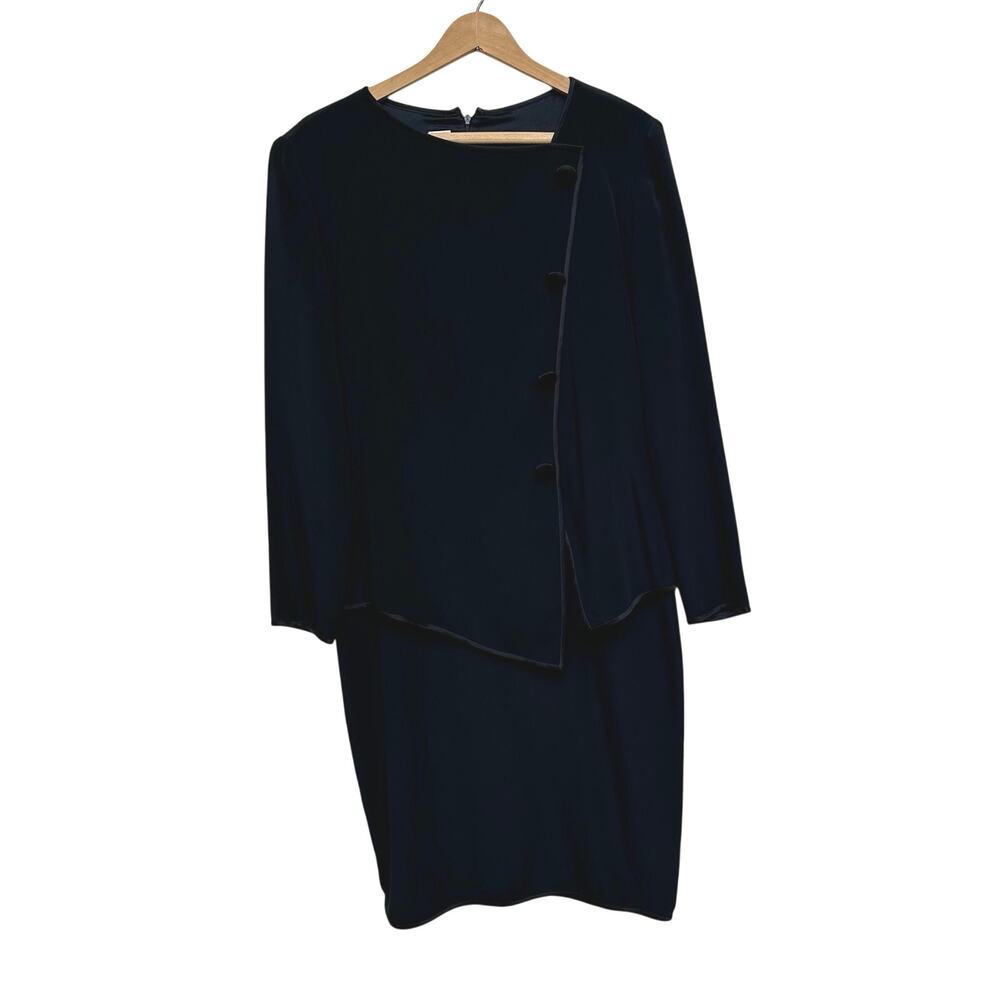 Tom and Linda Platt Black Dress / Attached Skirt Suit Set – Size M